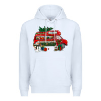 White christmas santa claus with retro van Premium Hoodie - BundleAndBundleShop