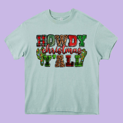 Howdy Christmas Y'all Heavy Core Tee Designed By Nancycooperartshop