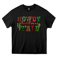 Black Howdy Christmas y'all Heavy Core Tee - NancyCooperArtShop