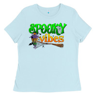 Baby Blue spooky vibes Ladies Tee - BundleAndBundleShop