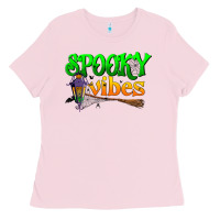 Bubblegum Pink spooky vibes Ladies Tee - BundleAndBundleShop