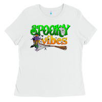 White spooky vibes Ladies Tee - BundleAndBundleShop