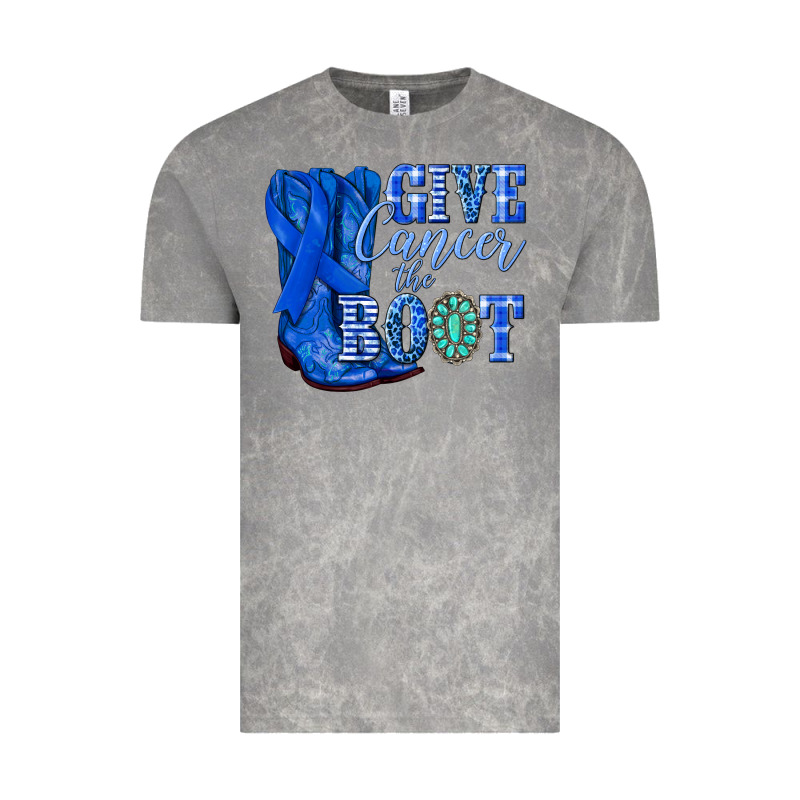 Give Cancer The Boot Colon Cancer Blue Ribbon Nca Vintage Tee by NancyCooperArtShop | Teevron