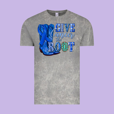 Give Cancer The Boot Colon Cancer Blue Ribbon Nca Vintage Tee Designed By Nancycooperartshop