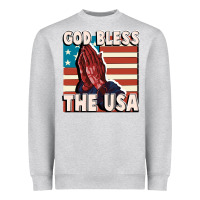 Heather Grey God Bless the USA Heavyweight Sweatshirt - FaDigitalArtStudio