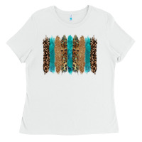 White glitter turqoise leopard tooled leather background Ladies Tee - RanaPortraitStore