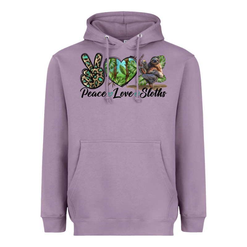Peace Love Sloths Heavyweight Hoodie by LillyAllenDesigns | Teevron