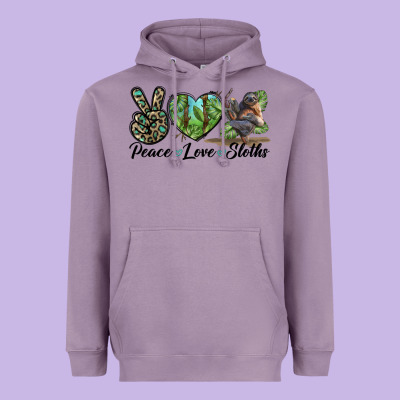 Peace Love Sloths Heavyweight Hoodie Designed By Lillyallendesigns