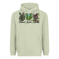 Matcha Peace Love Sloths Heavyweight Hoodie - LillyAllenDesigns