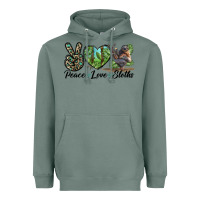 Sage Peace Love Sloths Heavyweight Hoodie - LillyAllenDesigns