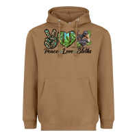 Toasted Coconut Peace Love Sloths Heavyweight Hoodie - LillyAllenDesigns