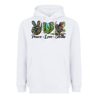 White Peace Love Sloths Heavyweight Hoodie - LillyAllenDesigns