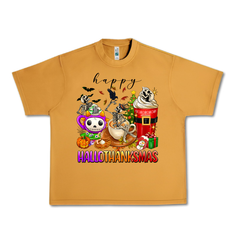 Happy Hallothanksmas Skeleton Coffee Cups Urban Heavy Tee by texasbilliewilder | Teevron