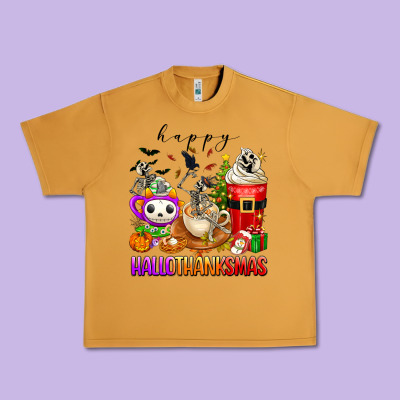 Happy Hallothanksmas Skeleton Coffee Cups Urban Heavy Tee Designed By Texasbilliewilder