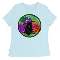 Baby Blue halloween round earrings Ladies Tee - BundleAndBundleShop