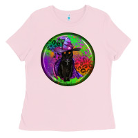 Bubblegum Pink halloween round earrings Ladies Tee - BundleAndBundleShop