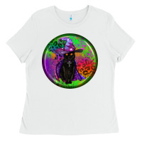 White halloween round earrings Ladies Tee - BundleAndBundleShop
