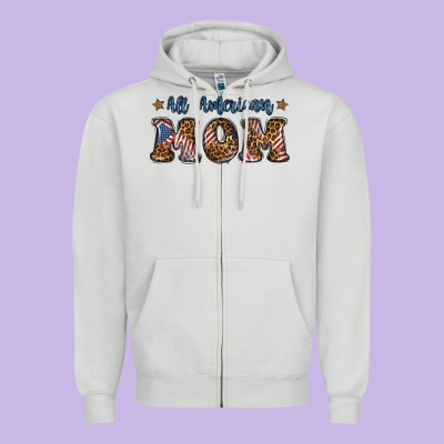 All American Mom Zipper Hoodie Designed By Bundleandbundleshop