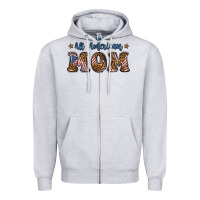 Heather Grey all american mom Zipper Hoodie - BundleAndBundleShop