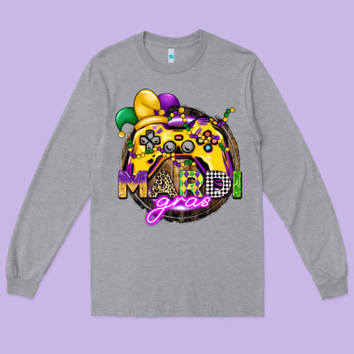Mardi Gras Gamer Long Sleeve Tee Designed By Cowgirlartshop