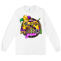 White mardi gras gamer Long Sleeve Tee - CowGirlArtShop