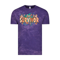 Cloud Purple I am a survivor peach ribbon Vintage Tee - NancyCooperArtShop
