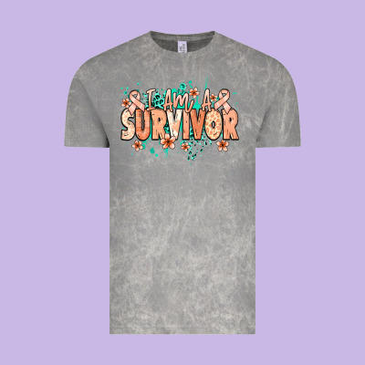 I Am A Survivor Peach Ribbon Vintage Tee Designed By Nancycooperartshop