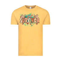 Vintage Mustard I am a survivor peach ribbon Vintage Tee - NancyCooperArtShop