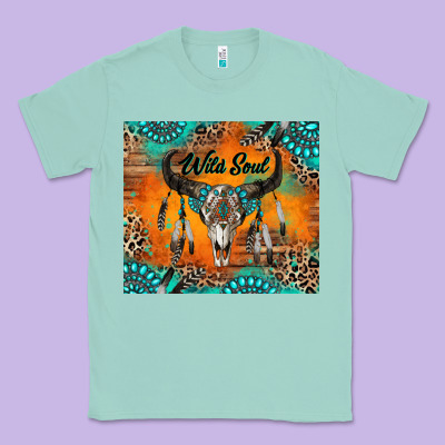 Wild Soul Boho Bull Skull Classic Tee Designed By Ranaportraitstore