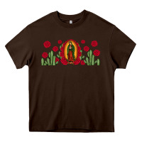 Chocolate Brown lady of Guadalupe cactus rose Heavy Core Tee - JahusDesignShop