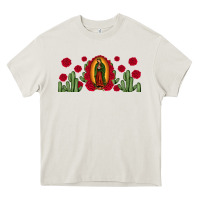 Cream lady of Guadalupe cactus rose Heavy Core Tee - JahusDesignShop