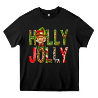 Black Holly Jolly elf gnome Heavy Core Tee - NancyCooperArtShop