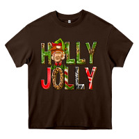 Chocolate Brown Holly Jolly elf gnome Heavy Core Tee - NancyCooperArtShop