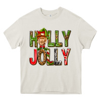 Cream Holly Jolly elf gnome Heavy Core Tee - NancyCooperArtShop
