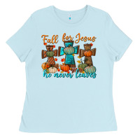 Baby Blue fall for jesus he never leaves Ladies Tee - BundleAndBundleShop