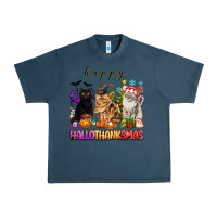 Midnight Navy happy hallothanksmas cats Urban Heavy Tee - texasbilliewilder