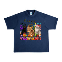 Navy happy hallothanksmas cats Urban Heavy Tee - texasbilliewilder