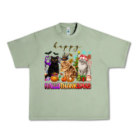 Oil Green happy hallothanksmas cats Urban Heavy Tee - texasbilliewilder