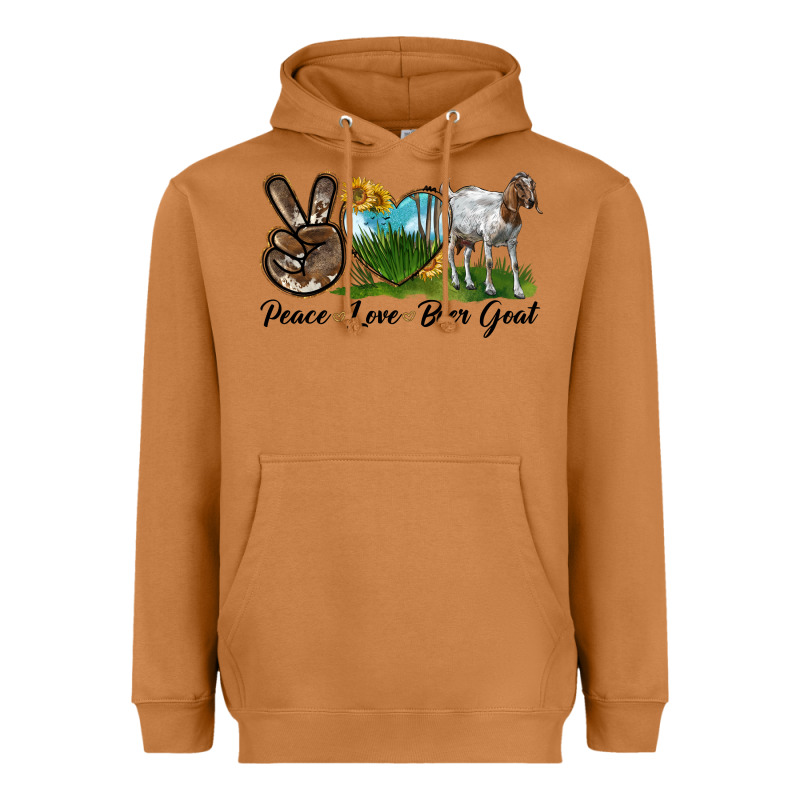 Peace Love Boer Goat Heavyweight Hoodie by LillyAllenDesigns | Teevron