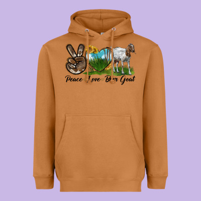 Peace Love Boer Goat Heavyweight Hoodie Designed By Lillyallendesigns