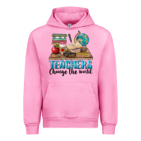 Fuchsia Pink teachers change the world Urban Hoodie - BarkalooDesign
