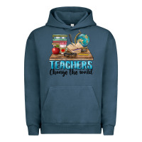 Pigment Midnight Navy teachers change the world Urban Hoodie - BarkalooDesign