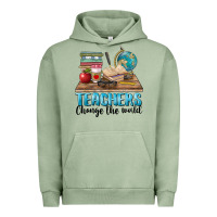 Pigment Oil Green teachers change the world Urban Hoodie - BarkalooDesign
