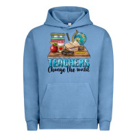 Pigment Pebble Blue teachers change the world Urban Hoodie - BarkalooDesign
