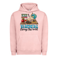 Pigment Salmon teachers change the world Urban Hoodie - BarkalooDesign