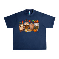 Navy Pumpkin Spice Coffee Cups Urban Heavy Tee - texasbilliewilder
