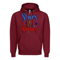 Burgundy stars & stripes Zipper Hoodie - BundleAndBundleShop
