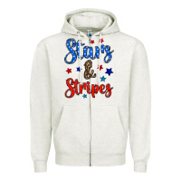 Oatmeal Heather stars & stripes Zipper Hoodie - BundleAndBundleShop