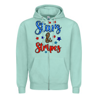 Seafoam stars & stripes Zipper Hoodie - BundleAndBundleShop