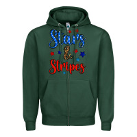 Sports Green stars & stripes Zipper Hoodie - BundleAndBundleShop